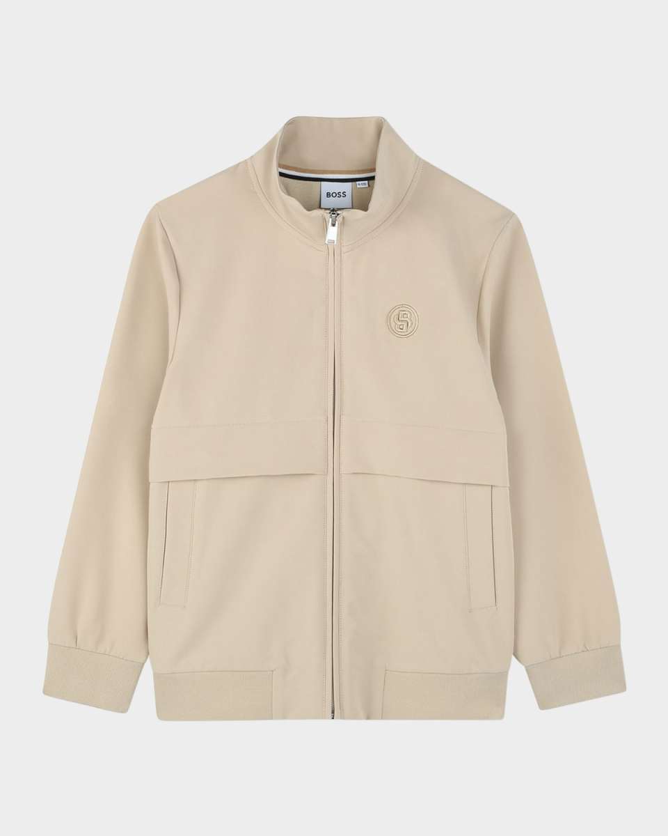 Boy's Embroidered Logo Jogging Cardigan, Size 14-